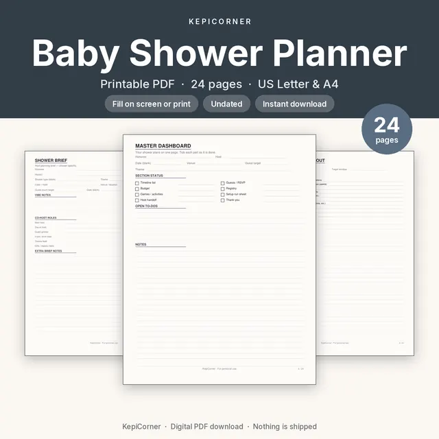 Baby Shower Planner printable PDF cover