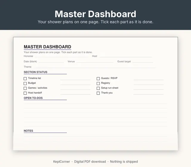 Baby Shower Planner printable – benefits dashboard (image 10 of 10)