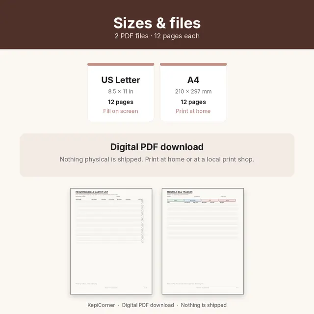Bill Tracker printable – size file matrix (image 7 of 10)