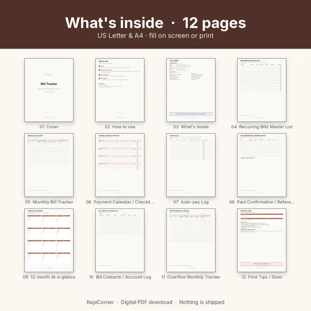 Bill Tracker printable – contents overview (image 8 of 10)