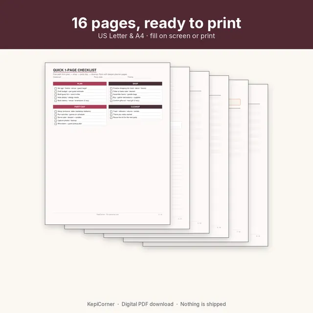 Birthday Party Planner printable – stack overview (image 10 of 10)