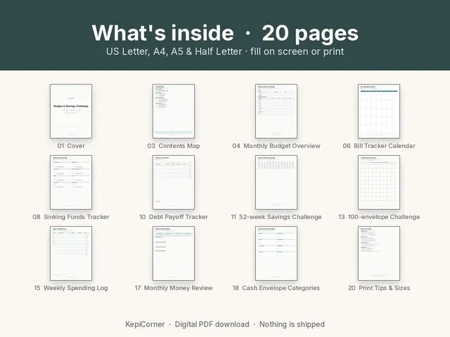 Budget & Savings Challenge printable – contents map (image 8 of 8)