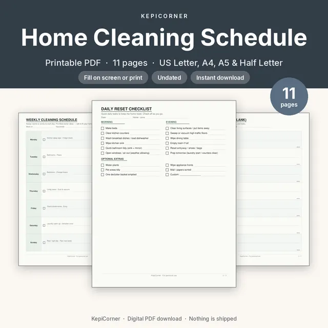 Cleaning Schedule printable PDF cover