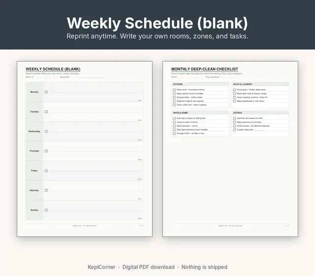 Cleaning Schedule printable – frequency rooms (image 7 of 8)