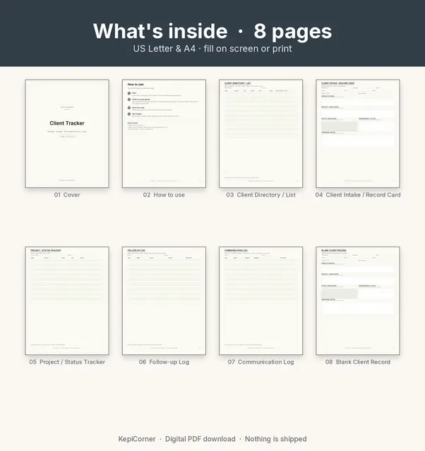 Client Tracker printable – page map collage (image 3 of 10)