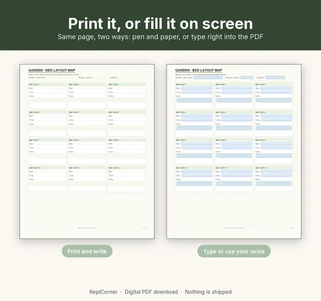 Garden Planner printable page preview