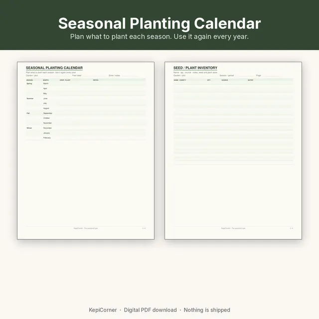 Garden Planner printable – planting calendar inventory (image 7 of 10)