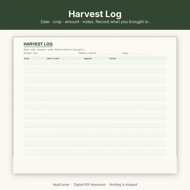 Garden Planner printable – harvest log (image 8 of 10)