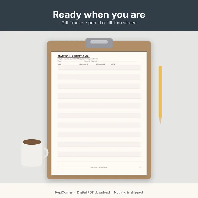Gift Tracker printable – lifestyle gift desk (image 2 of 10)