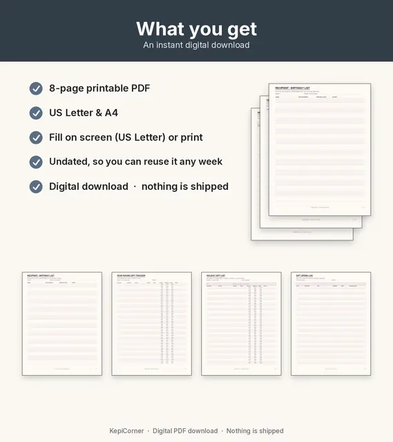 Gift Tracker printable – what you receive (image 10 of 10)