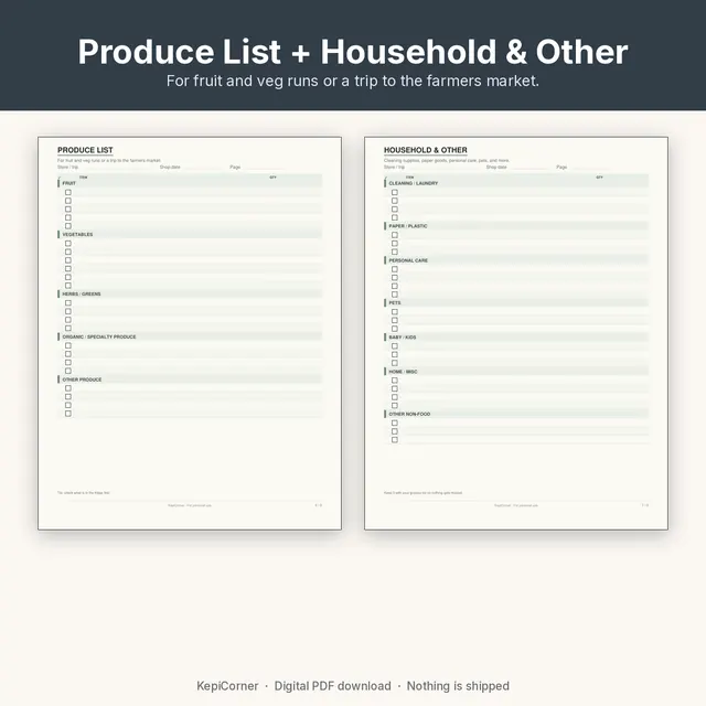 Grocery List printable – produce household (image 7 of 10)