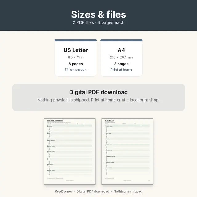 Grocery List printable – size file matrix (image 9 of 10)