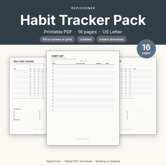 Habit Tracker printable PDF cover