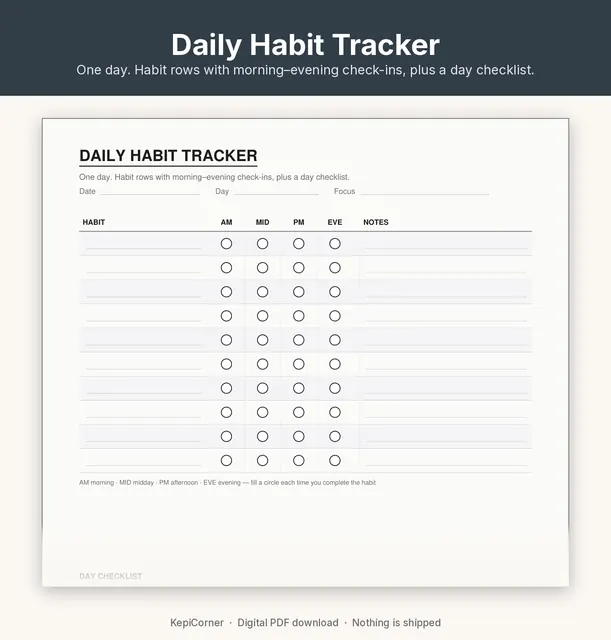 Habit Tracker printable page preview