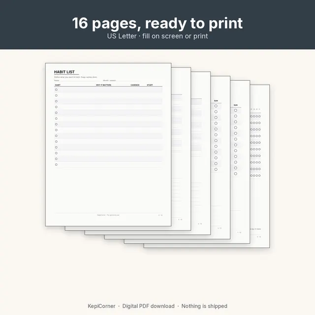 Habit Tracker printable – stack overview (image 4 of 6)