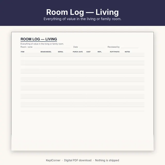 Home Inventory Checklist printable page preview