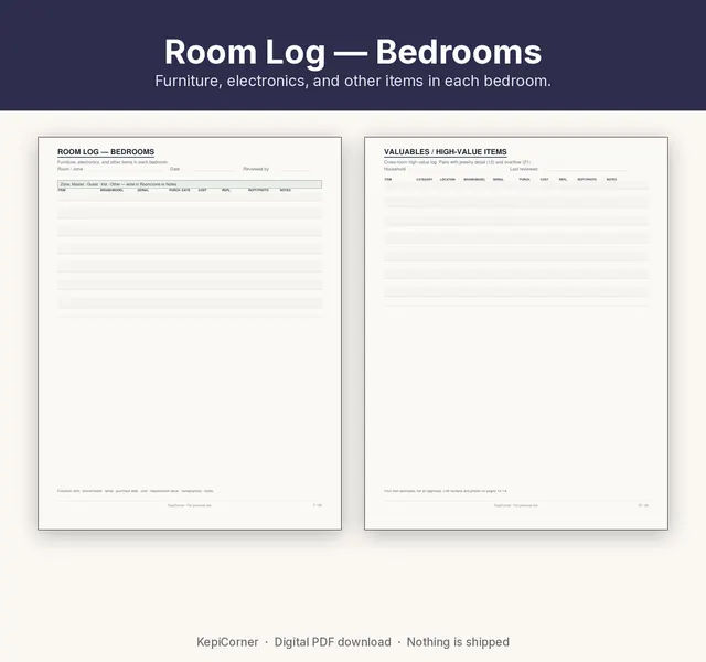Home Inventory Checklist printable – valuables electronics (image 4 of 10)