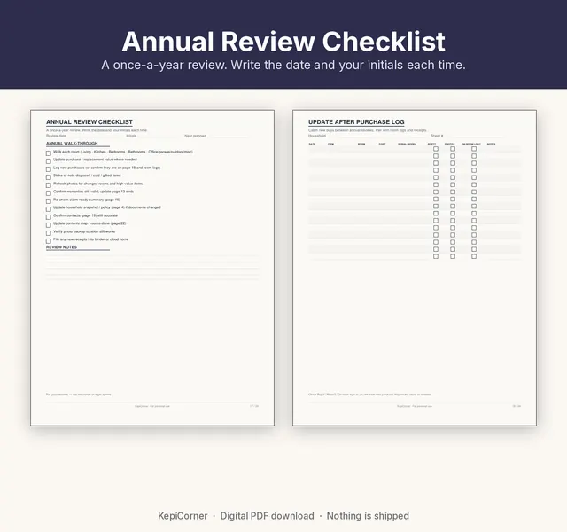 Home Inventory Checklist printable – claim annual review (image 6 of 10)