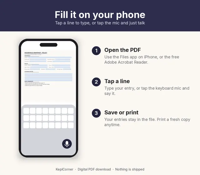 Home Inventory Checklist printable – device fillable (image 8 of 10)