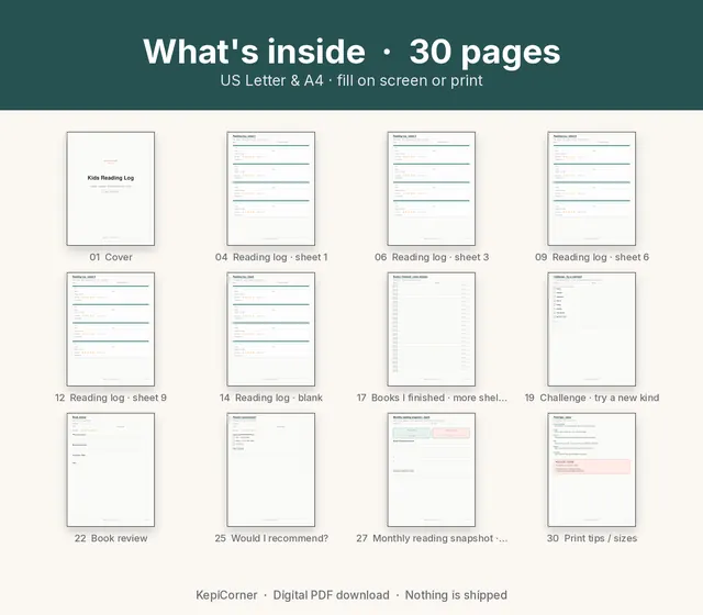 Kids Reading Log printable – bundle collage (image 3 of 9)