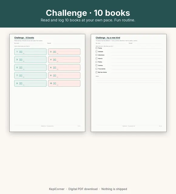 Kids Reading Log printable – challenge sample (image 4 of 9)