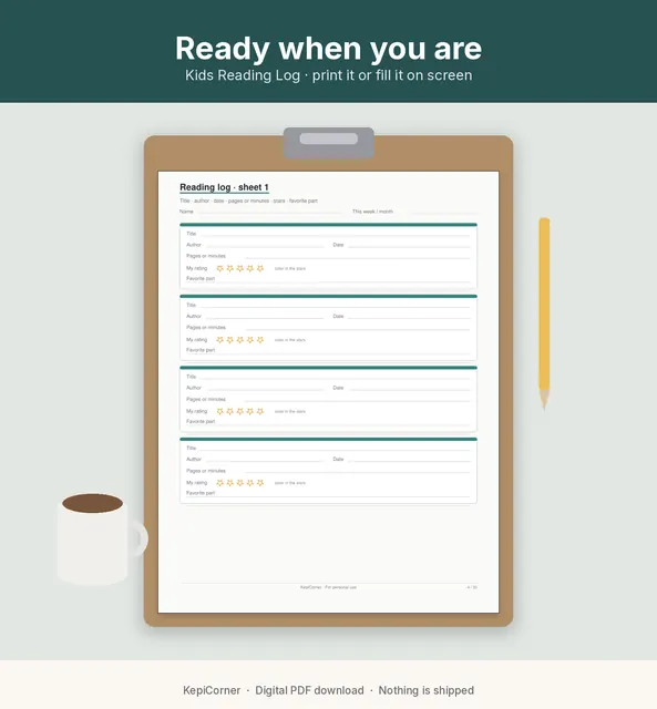 Kids Reading Log printable – bookshelf (image 6 of 9)