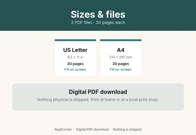 Kids Reading Log printable – size matrix (image 8 of 9)