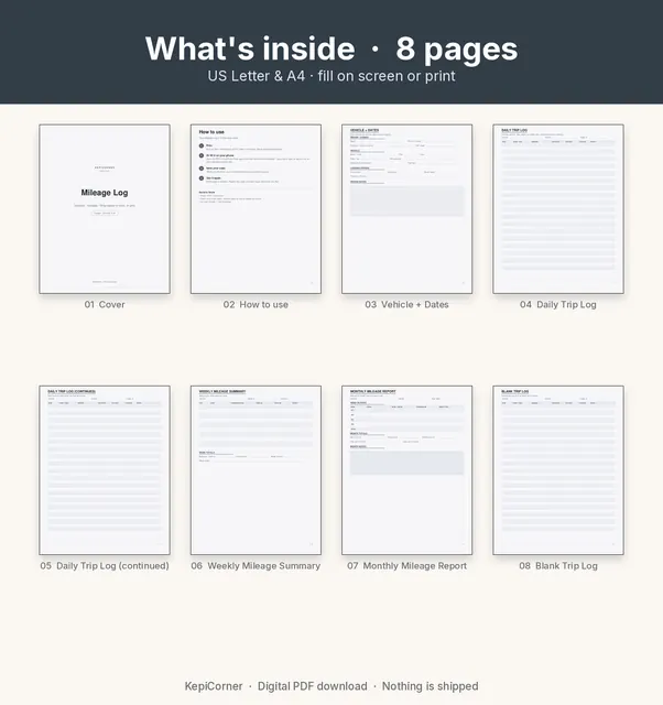 Mileage Log printable – page map collage (image 3 of 10)