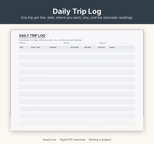 Mileage Log printable – daily trip closeup (image 5 of 10)