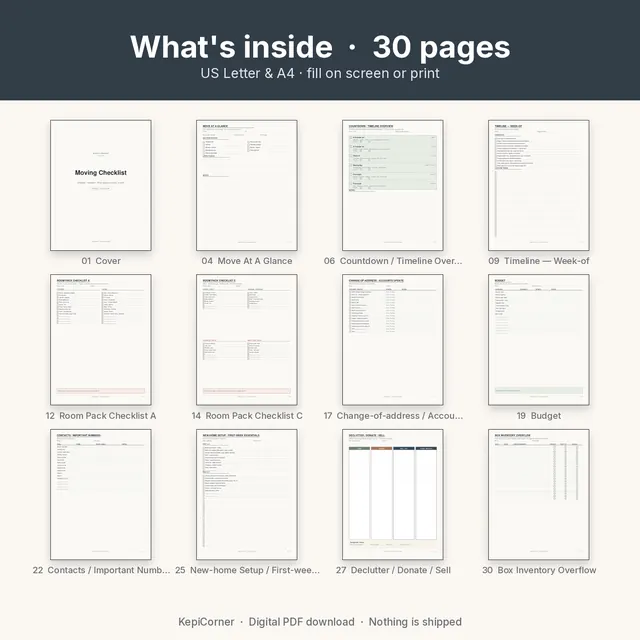 Moving Checklist printable page preview