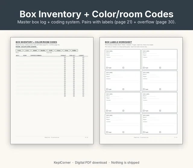 Moving Checklist printable – box inventory labels (image 5 of 10)