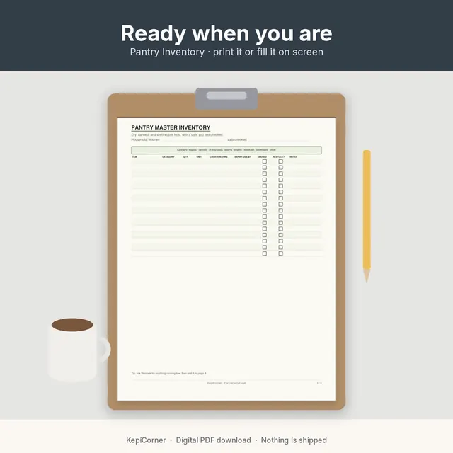 Pantry Inventory Checklist printable – lifestyle kitchen (image 2 of 10)
