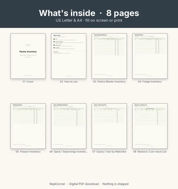 Pantry Inventory Checklist printable – page map collage (image 3 of 10)