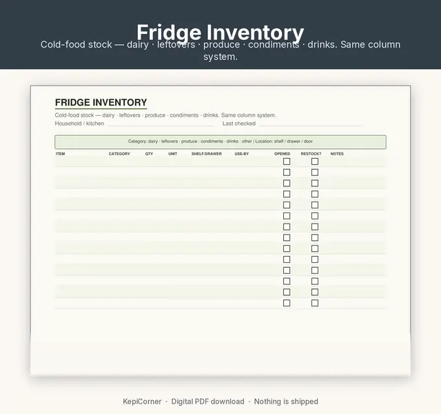 Pantry Inventory Checklist printable – column closeup (image 5 of 10)