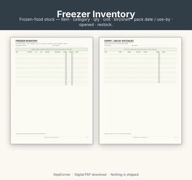 Pantry Inventory Checklist printable – fridge freezer (image 6 of 10)