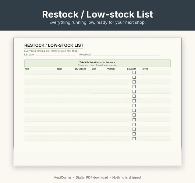Pantry Inventory Checklist printable – restock handoff (image 8 of 10)