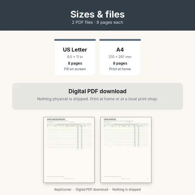 Pantry Inventory Checklist printable – size file matrix (image 9 of 10)