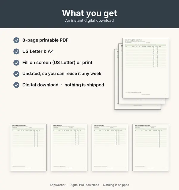 Pantry Inventory Checklist printable – what you receive (image 10 of 10)