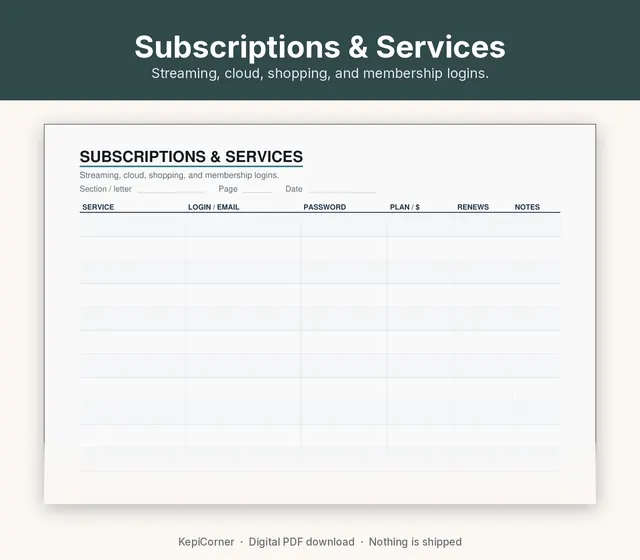 Password Log printable – wifi subscriptions (image 3 of 6)