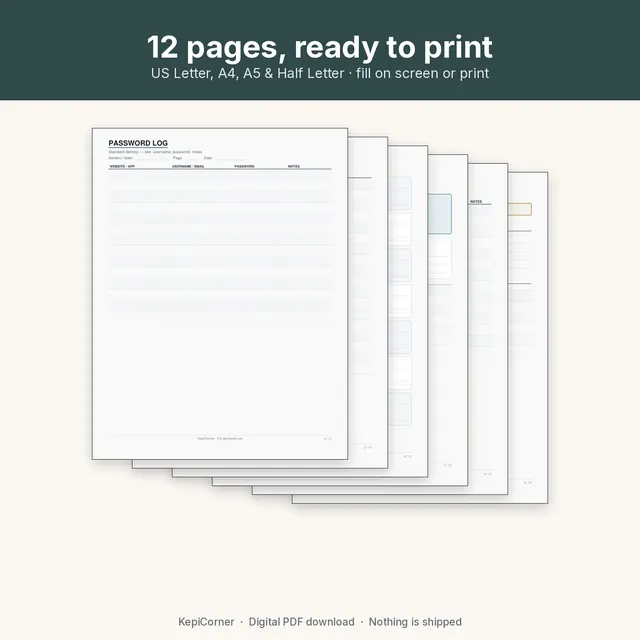 Password Log printable – stack overview (image 4 of 6)