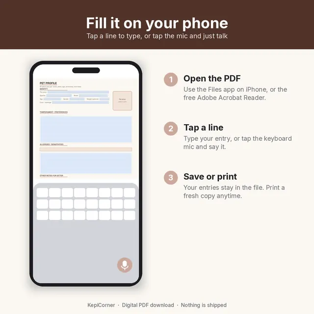 Pet Sitter Info Sheet & Care Log printable – fillable proof (image 6 of 10)