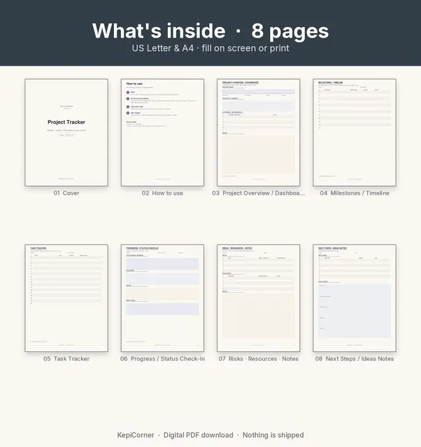 Project Tracker printable – page map collage (image 3 of 10)