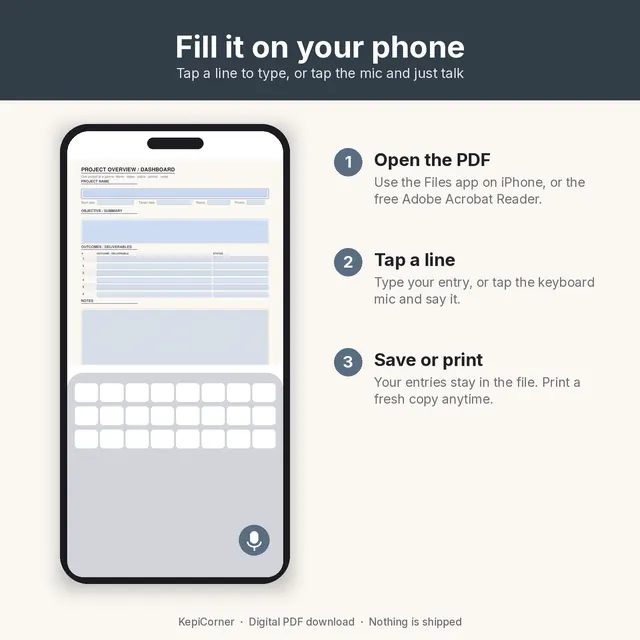Project Tracker printable – fillable demo (image 6 of 10)