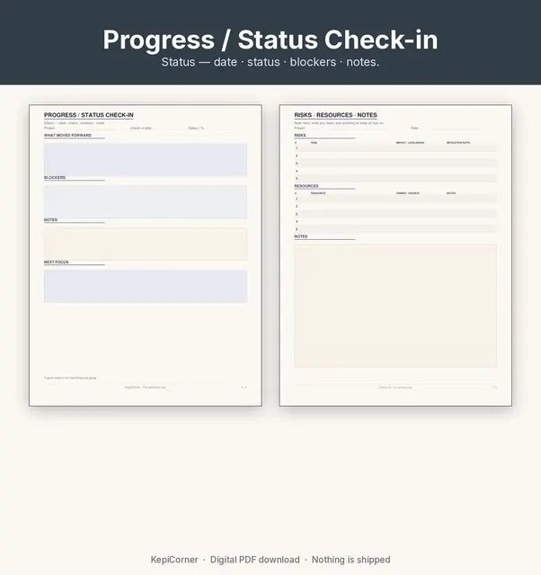 Project Tracker printable – progress risks next (image 8 of 10)
