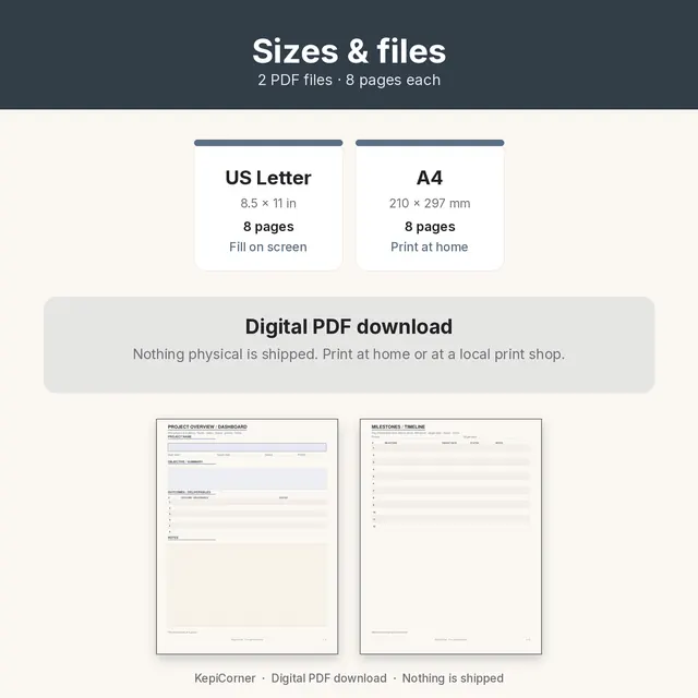 Project Tracker printable – size file matrix (image 9 of 10)