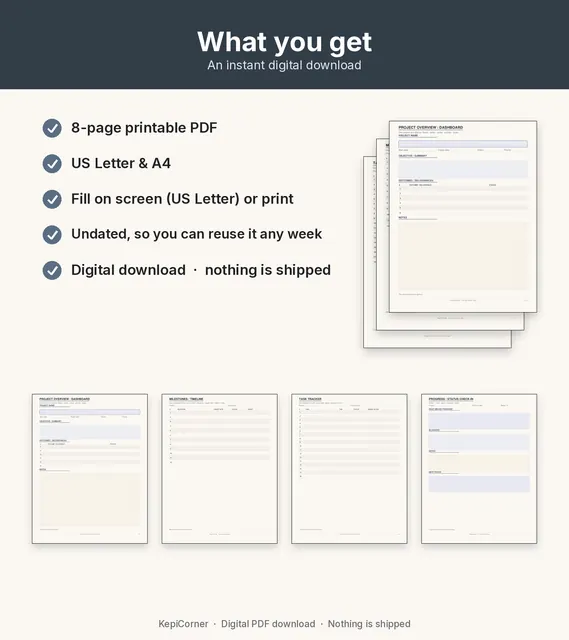 Project Tracker printable – what you receive (image 10 of 10)