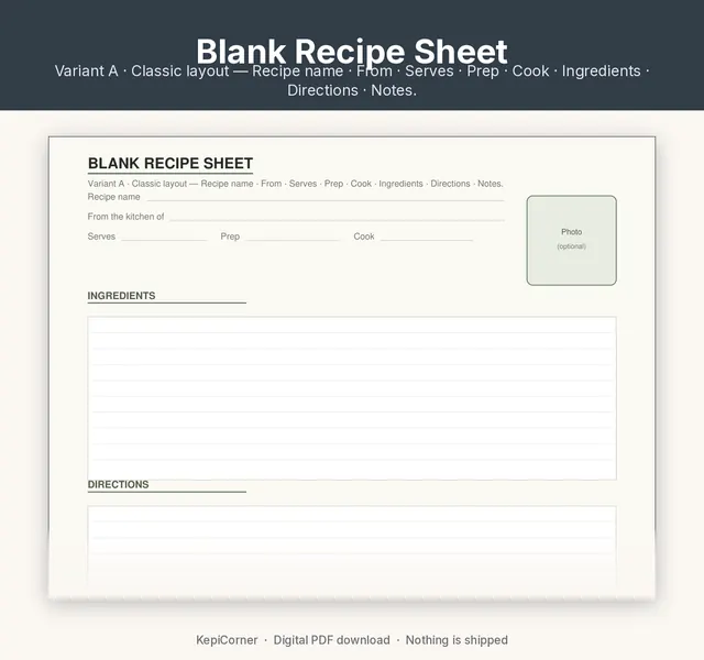 Recipe Binder Pages printable – recipe sheet closeup (image 5 of 10)