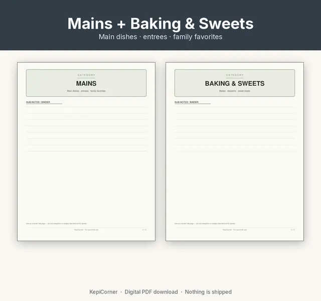 Recipe Binder Pages printable – divider index (image 7 of 10)