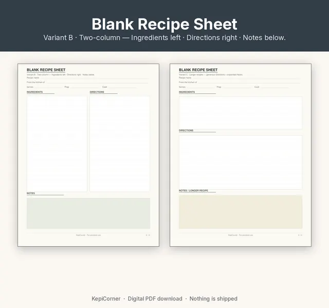 Recipe Binder Pages printable – sheet variants (image 8 of 10)