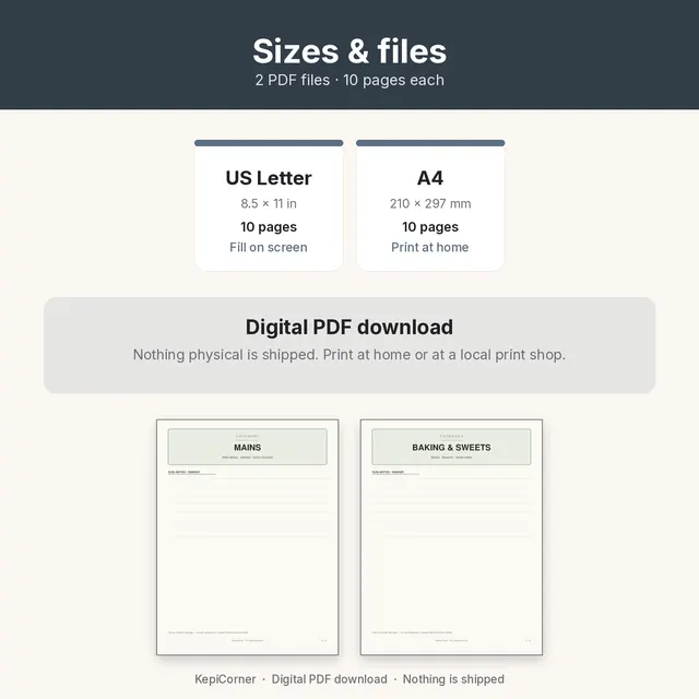 Recipe Binder Pages printable – size file matrix (image 9 of 10)